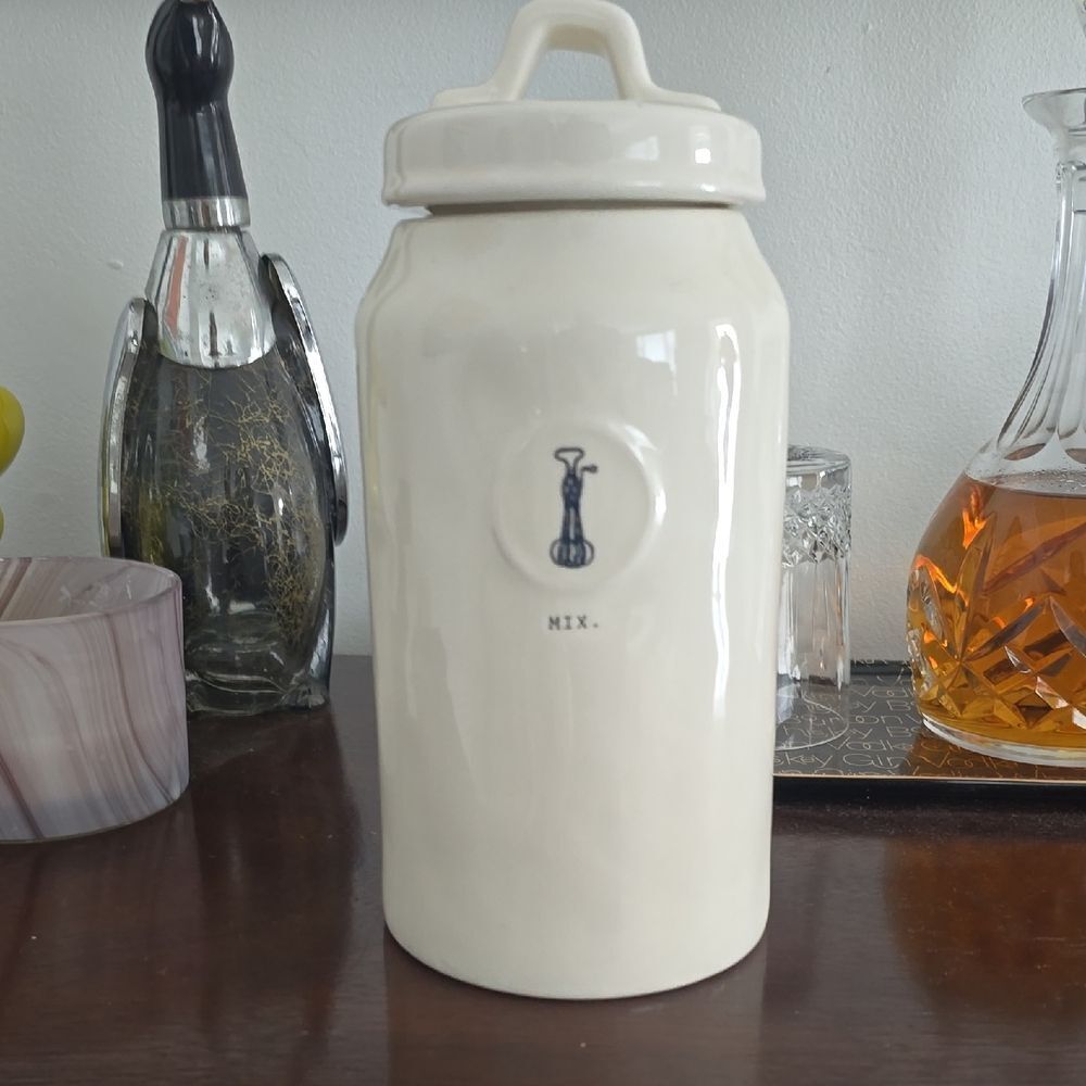 Rae Dunn | Ceramic Canister Jar - Cream "MIX." Label